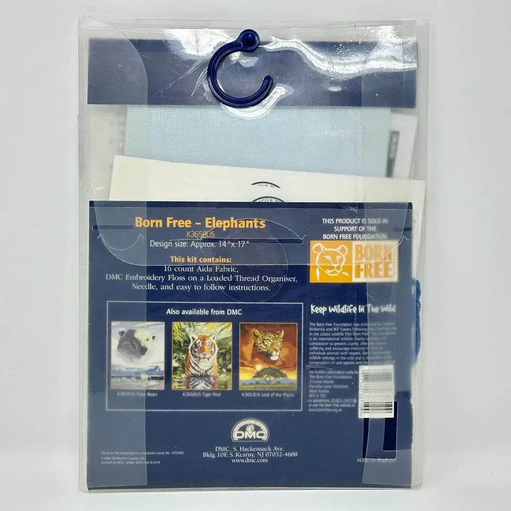 DMC Creative World Counted Cross Stitch Kit Elephants K3658US 14x17 16Aida *Read
